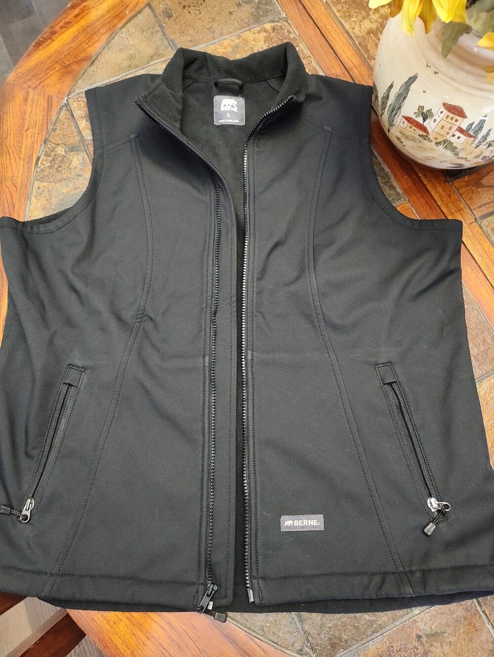 Woman's Berne Black Softshell Vest - Black
